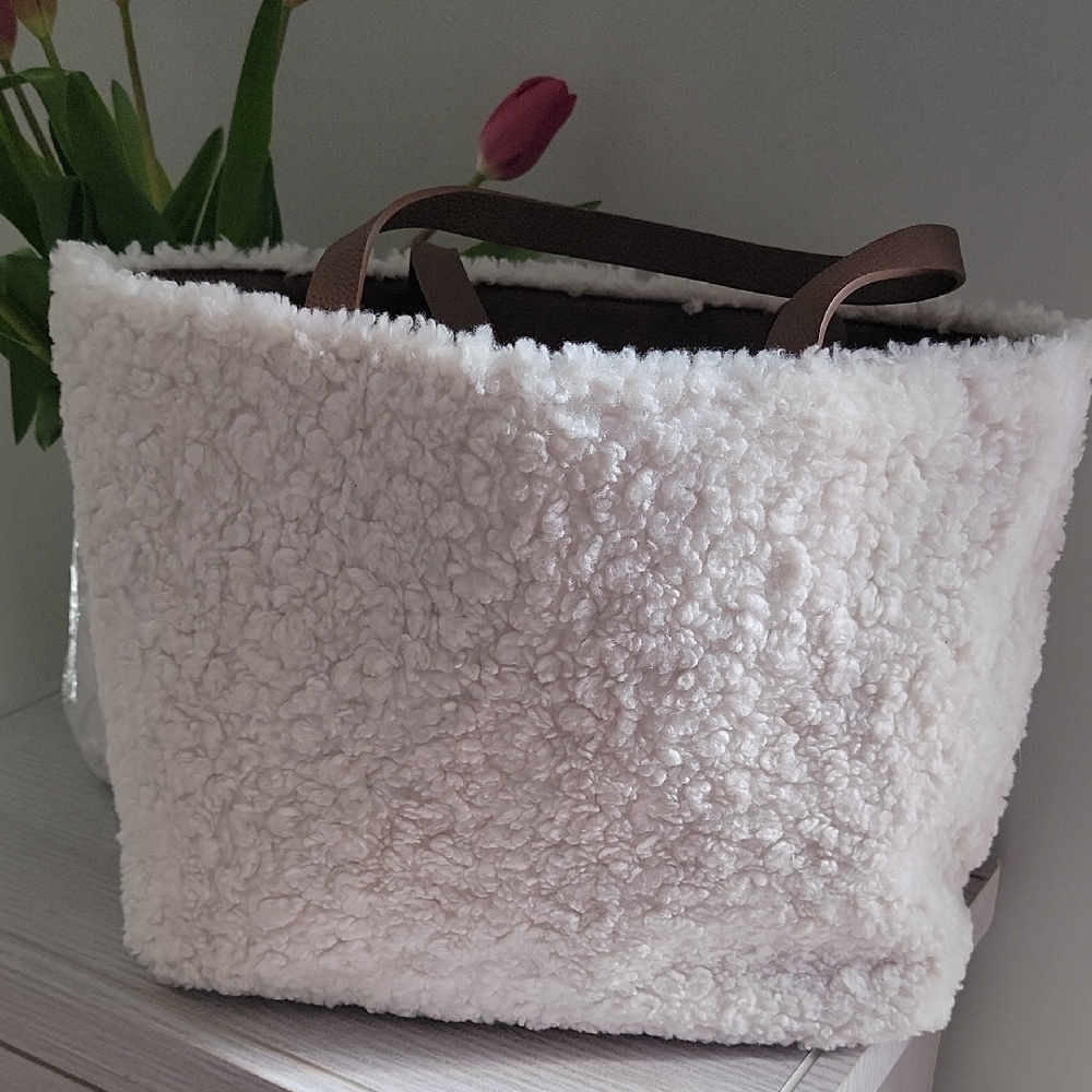 C & C Sherpa Reversible/Tan Leather  Bag